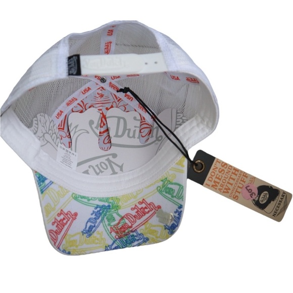 Von Dutch All Over Patch Logo Trucker Hat Y2K Style Baseball Hat Multicolor NWT - Picture 3 of 3